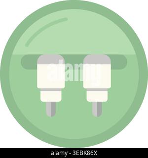 Simple illustration of a green electrical wall outlet with two plug sockets Stock Vector