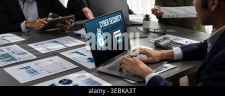 Cyber security system on computer screen protect private information brisk from hacker and cyber attack Stock Photo