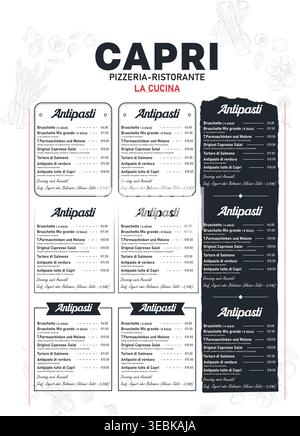 single page Restaurant Menu Design Stock Vector