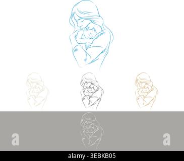 Happy Mother's Day Greeting Card Typography Silhouette of Mother Hugging Child Stock Vector