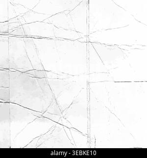Grayscale crumpled paper texture with natural folds and subtle shadows, ideal for design overlays, print projects, or vintage themed backgrounds. Stock Vector