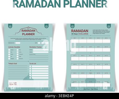 Ramadan Planner Template with Daily Prayer Tracker Stock Vector