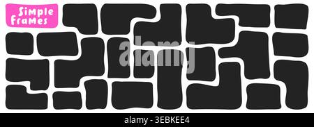 Minimal black and white simple wavy organic rectangles. Stock Vector