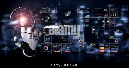 An AI powered big data visualization and business analytics grid. A complex collection of AI charts for comprehensive company reporting. Motif Stock Photo