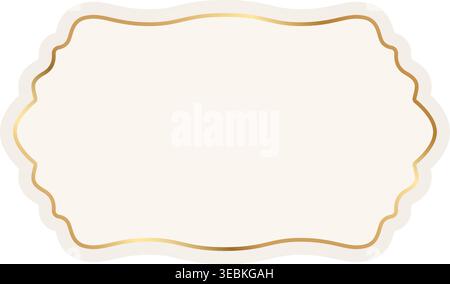 Ornamental decorative badge with golden border. Luxury vintage frame, retro label, classic wedding insignia, sale sticker, beige invitation card Stock Vector