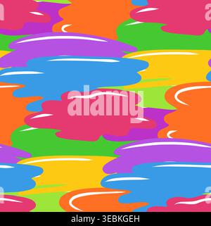 Vector bright seamless pattern with multicolored paint strokes. Texture with cartoon acrylic dye smudges for wallpaper, fabric, and wrapping paper. Stock Vector