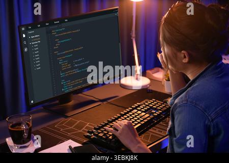 Software development programming on computer screen for brisk application and program coding Stock Photo