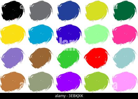 Colorful Brush Stroke Shapes Vector Set – Abstract Paint Blob Collection, Artistic Grunge Splash Elements for Modern Design Stock Vector