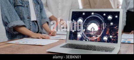 Cloud computing software for brisk remote work and personal data storage Stock Photo