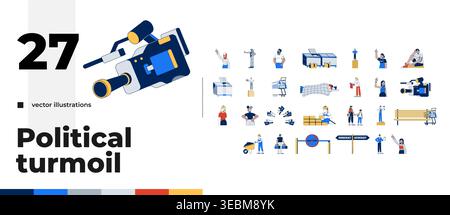 Modern social issues and societal themes cartoon flat illustrations mega bundle Stock Vector