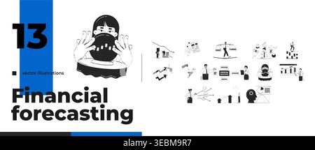 Financial forecasting strategy and planning outline illustrations bundle Stock Vector