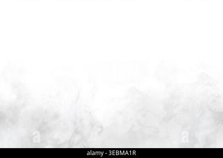 Smoke or fog on a seamless border. Watercolor illustration. Grey clouds, hand-drawn drawing, isolated on the background Stock Photo