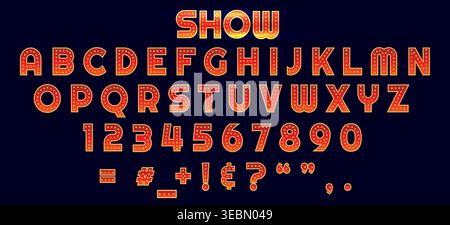 Retro uppercase letters with light bulbs Stock Vector
