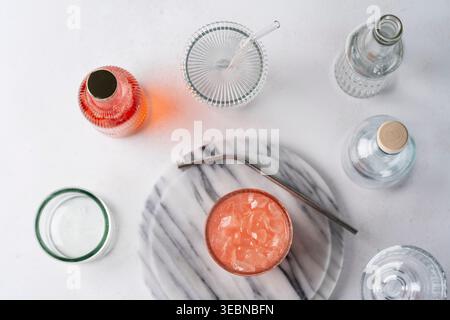 Pink Grapefruit Gin Cocktail, Summer Grapefruit Cocktail Stock Photo