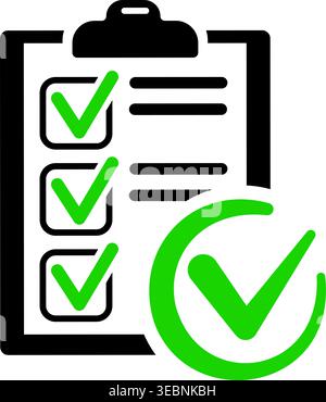 icon clipboard with checklist. successfully completed checklist. isolated vector illustration Stock Vector