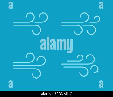 Wind blow line icon fresh vector cloud air isolated speed symbol. Wind blow air line icon logo. Stock Vector