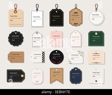Modern price tag label collection with elegant shapes and clean design Stock Vector