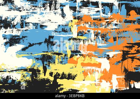 Artistic Contemporary Paint Stroke Texture. Colorful Grunge Textured Flat Background. Urban graffiti punk overlay. Vector distressed paint splashes Stock Vector