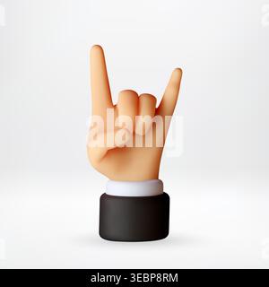 3D human hand showing rock and roll hand sign Stock Vector
