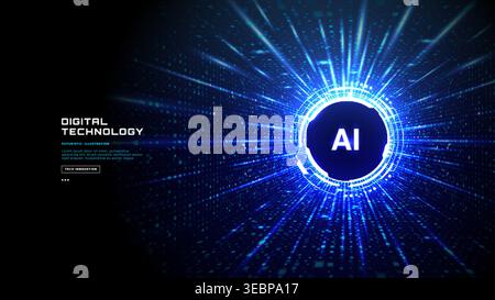 Abstract digital AI technology and innovation concept. Stock Vector