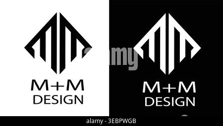 Modern Letter M Monogram Logo Design: Luxury Geometric MM Symbol for Creative Studio Branding, Architectural Firm Identity, and Corporate Professional Stock Vector