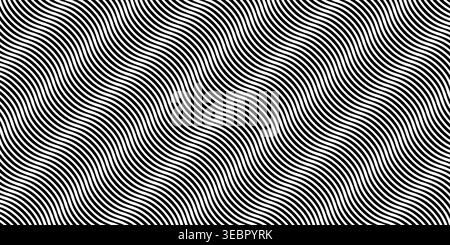 Diagonal line pattern with wave parallel stripes. Abstract geometric background featuring gradient transitions and varied thickness. Monochrome vector texture with dynamic flow. Stock Vector