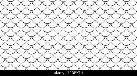 Fish scale pattern with seamless geometric texture. Vector illustration featuring dragon like reptile skin design in white and black. Perfect for fabric, wallpaper, or Asian inspired backgrounds. Stock Vector