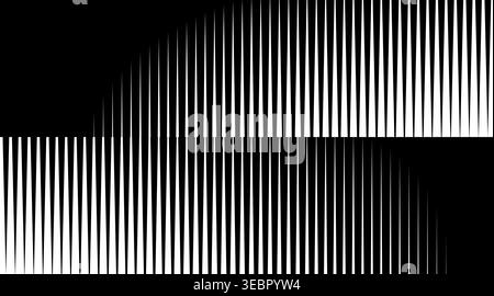 Halftone pattern with parallel vertical lines creating dynamic gradient transitions. Abstract stripe background featuring geometric black and white contrast effects. Stock Vector