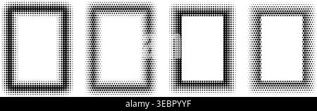 Rectangular halftone frame with dotted gradient border. Vector geometric pattern perfect for vintage posters, tech presentations, and graphic design compositions. Stock Vector