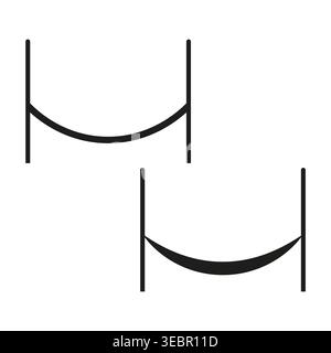 Slackline balance line between vertical posts icon vector. Graphic symbol represents extreme outdoor sports or physical tension. EPS 10. Stock Vector