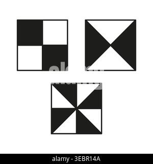 Surveying ground control point targets set vector. Use these markers for precise drone photogrammetry and mapping projects. EPS 10. Stock Vector