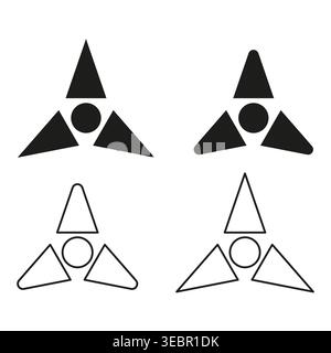 Shuriken ninja star icon set vector. Traditional Japanese martial arts weapon silhouettes are perfect for web icons and logo design. EPS 10. Stock Vector