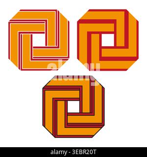 Impossible geometric octagon shapes with optical illusion vector. Interlocking patterns represent complex logic and infinite loop. EPS 10. Stock Vector