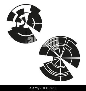 Futuristic circular HUD UI interface elements vector. High tech components for technical data visualization and screen designs. EPS 10. Stock Vector