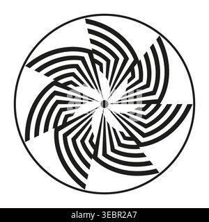 Circular geometric turbine fan symbol vector. Perfect for industrial branding, energy logos, and dynamic tech graphics. EPS 10. Stock Vector