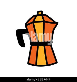 Moka pot doodle hand drawn coffee maker isolated on white Stock Vector
