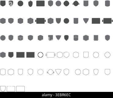Mega Collection of Blank Badge Shapes and Shield Icons Stock Vector