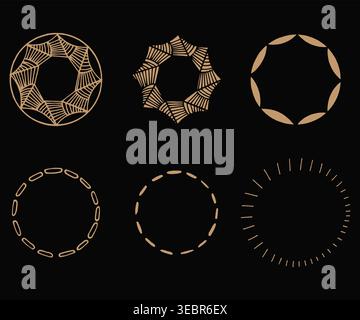 Luxury Art Deco Circle Frame with Gold Geometric Stock Vector