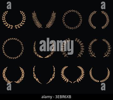 Luxury Hand Drawn Laurel Wreaths Set Stock Vector