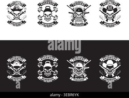 Tactical Skull T-shirt Design Bundle Stock Vector