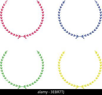 Set of Colorful Laurel Wreath Emblems Stock Vector
