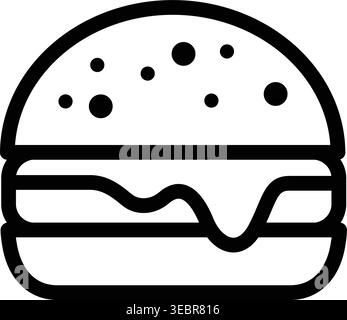 Burger Line Art Icon Simple Fast Food Cheeseburger Stock Vector
