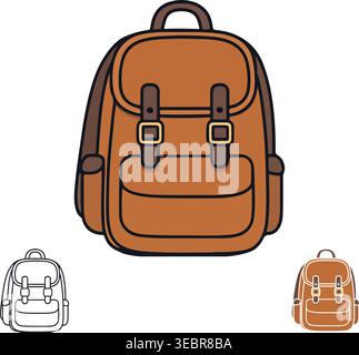 Vintage Leather Backpack Illustration Stock Vector