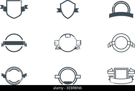 Badge and Shield Templates with Ribbons Blank Vector Stock Vector