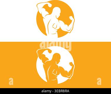 Bodybuilder Silhouette Logo Stock Vector