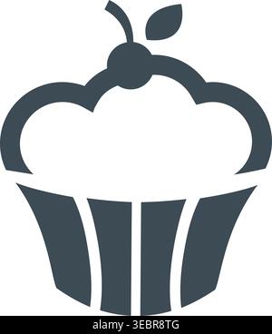 Cupcake Vector Icon with Cherry Topping Stock Vector