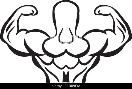 Bodybuilder Silhouette Logo Stock Vector