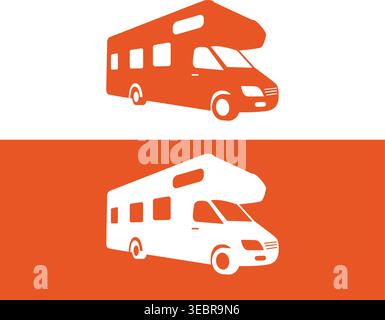 RV Camper Silhouette Logo Stock Vector