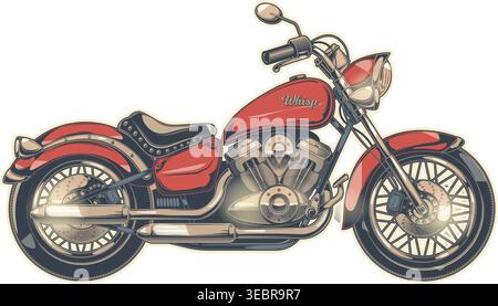 Vintage Chopper Motorcycle Illustration Classic Retro Cruiser Bike Vector Stock Vector