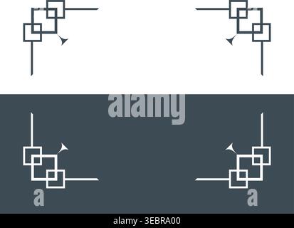 Square Corner Borders Set Minimalist Art Deco Decorative Frames Stock Vector